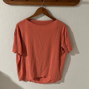 Lululemon boatneck tee, salmon pink, size 6